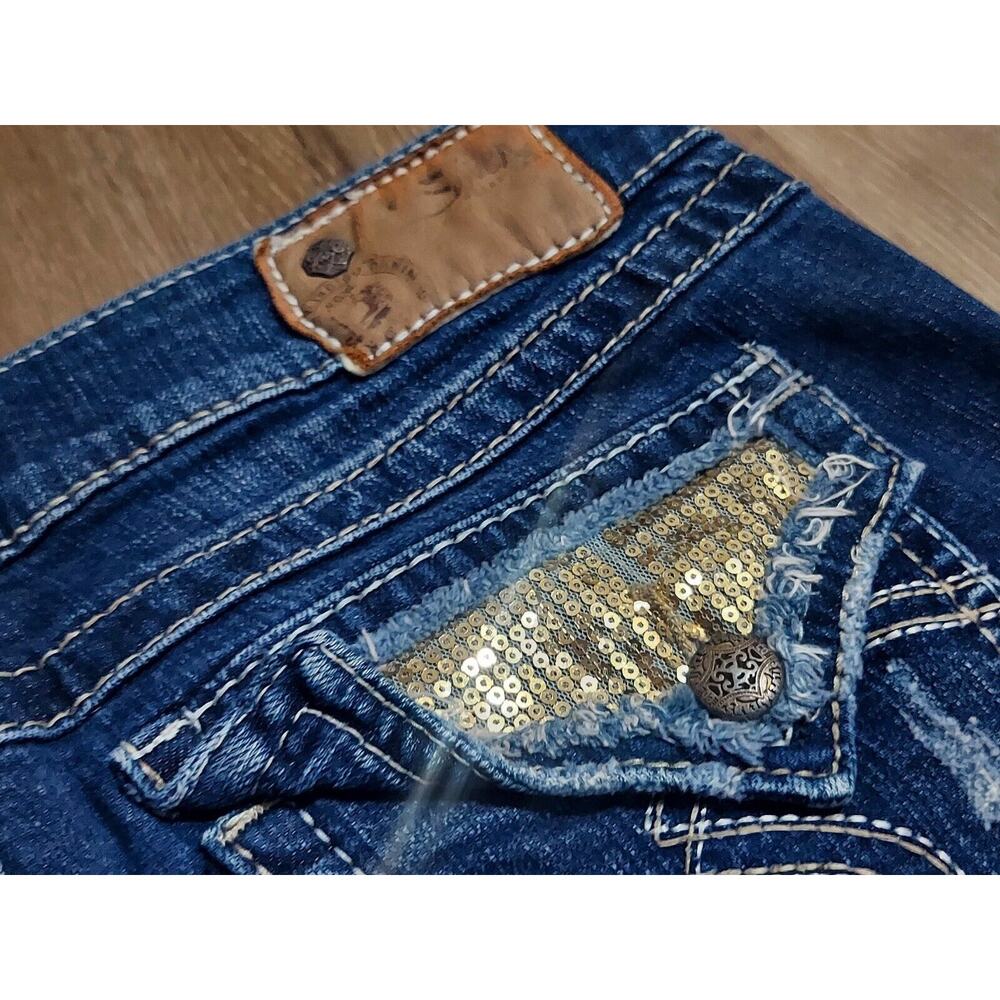 Women's SILVER Distressed - Size 28 / 29x32 - Suki Surplus - Indigo Denim - NWOT - Picture 5 of 12